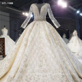 Jancember HTL1589 Long Sleeve Full Beaded Wedding Gowns For Slim Brides